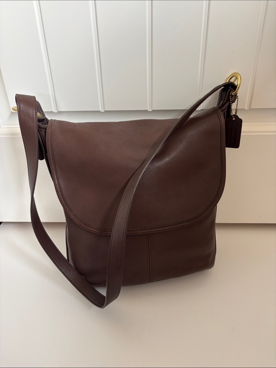 Coach Handbags - Vintage Coach 4115 Whitney Flap Crossbody Shoulder Bag Brown Leather Brass USA